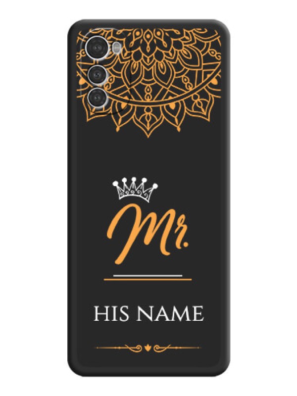 Custom Mr Name with Floral Design  on Personalised Space Black Soft Matte Cases - Motorola Moto E32s