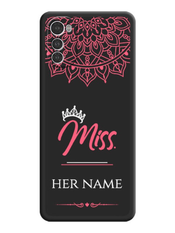 Custom Mrs Name with Floral Design on Space Black Personalized Soft Matte Phone Covers - Motorola Moto E32s