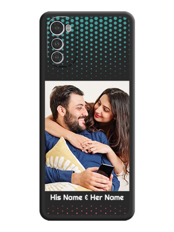 Custom Faded Dots with Grunge Photo Frame and Text on Space Black Custom Soft Matte Phone Cases - Motorola Moto E32s