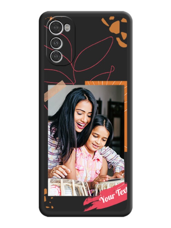 Custom Orange Photo Frame on Space Black Custom Soft Matte Phone Back Cover - Motorola Moto E32s