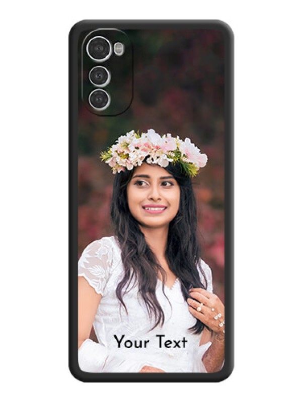 Custom Full Single Pic Upload With Text On Space Black Personalized Soft Matte Phone Covers -Motorola Moto E32S