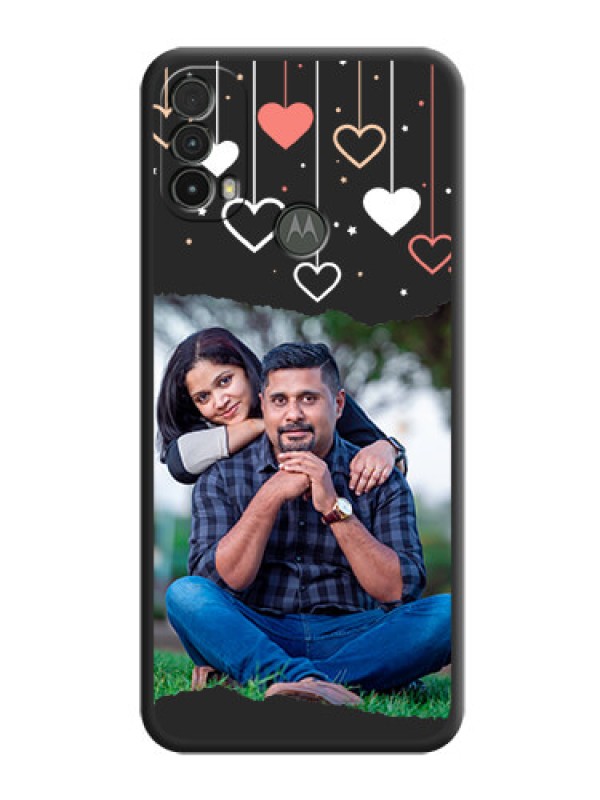 Custom Love Hangings with Splash Wave Picture on Space Black Custom Soft Matte Phone Back Cover - Moto E40