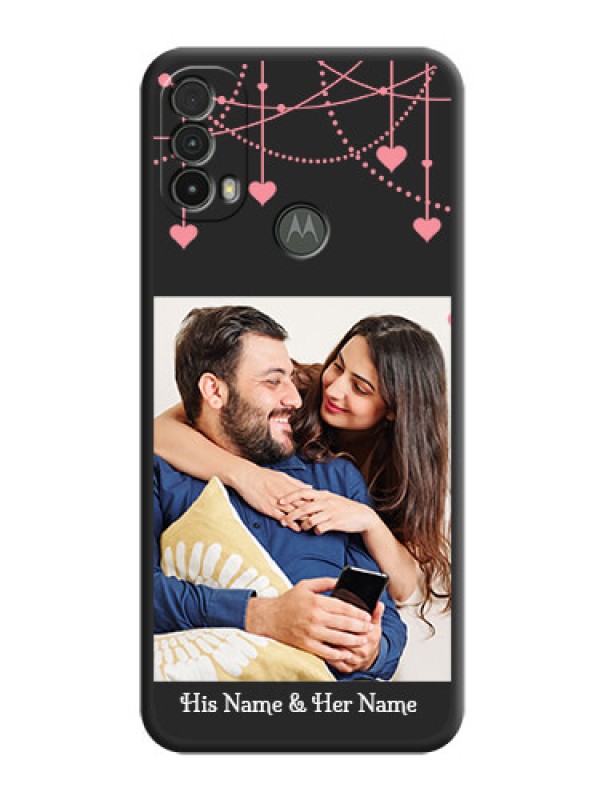 Custom Pink Love Hangings with Text on Space Black Custom Soft Matte Back Cover - Moto E40
