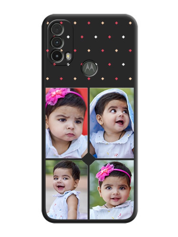 Custom Multicolor Dotted Pattern with 4 Image Holder on Space Black Custom Soft Matte Phone Cases - Moto E40