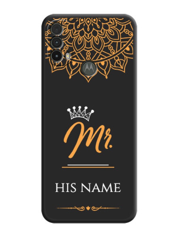Custom Mr Name with Floral Design  on Personalised Space Black Soft Matte Cases - Moto E40