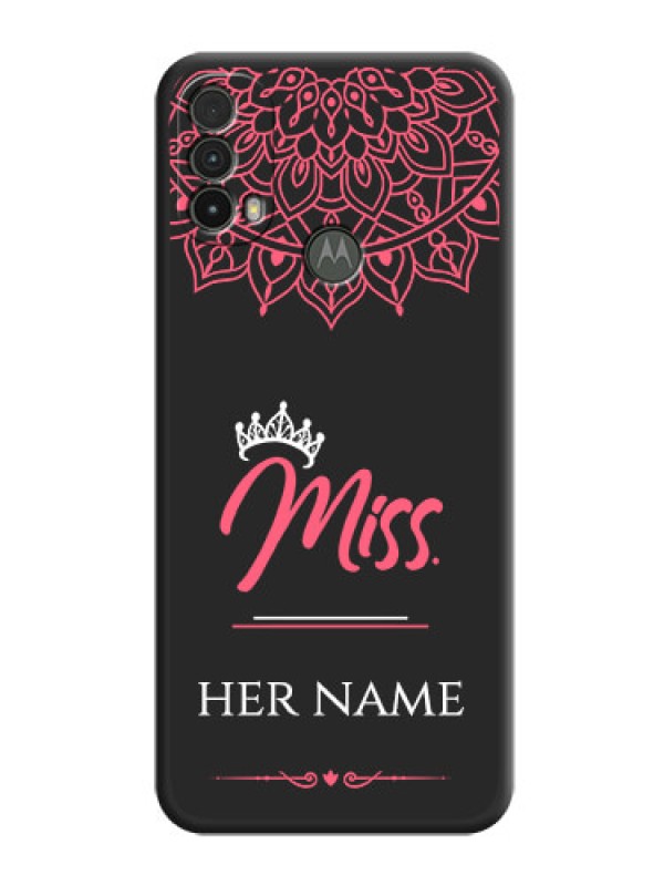Custom Mrs Name with Floral Design on Space Black Personalized Soft Matte Phone Covers - Moto E40