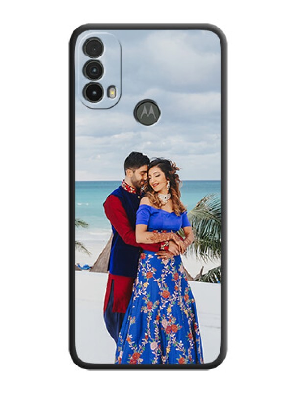 Custom Full Single Pic Upload On Space Black Personalized Soft Matte Phone Covers -Motorola Moto E40