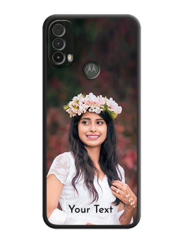Custom Full Single Pic Upload With Text On Space Black Personalized Soft Matte Phone Covers -Motorola Moto E40