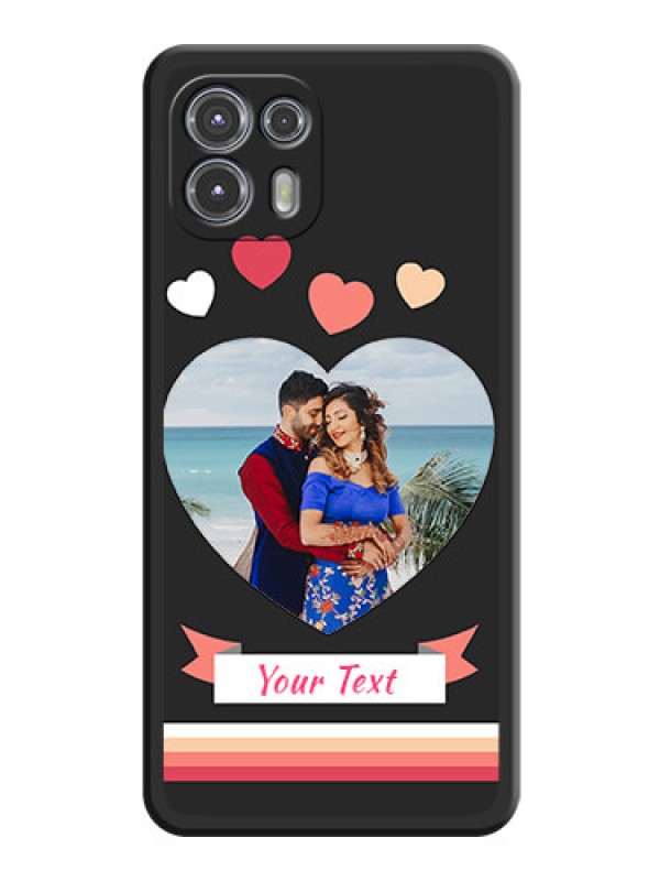 Custom Love Shaped Photo with Colorful Stripes on Personalised Space Black Soft Matte Cases - Moto Edge 20 Fusion 5G