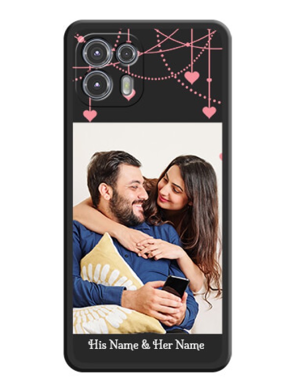 Custom Pink Love Hangings with Text on Space Black Custom Soft Matte Back Cover - Moto Edge 20 Fusion 5G