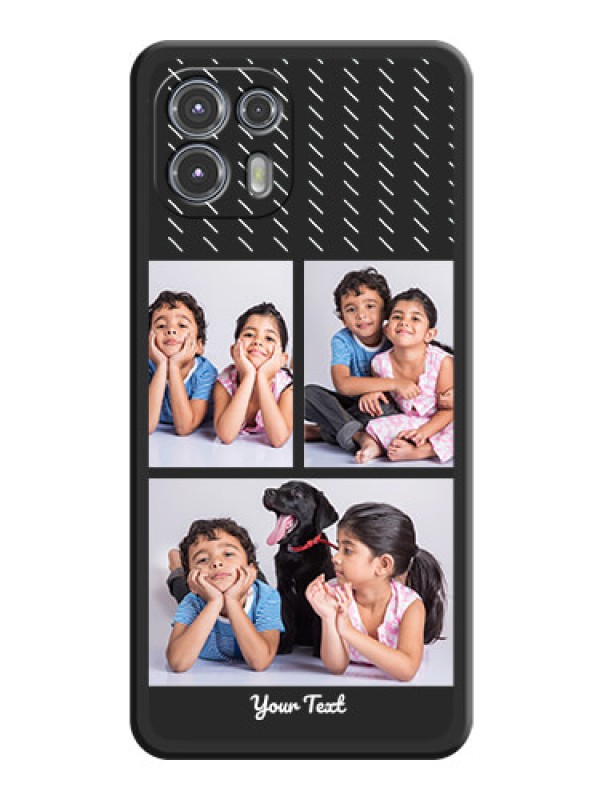 Custom Cross Dotted Pattern with 2 Image Holder  on Personalised Space Black Soft Matte Cases - Moto Edge 20 Fusion 5G