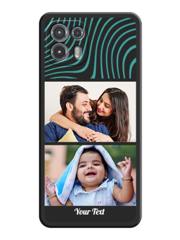 Custom Wave Pattern with 2 Image Holder on Space Black Personalized Soft Matte Phone Covers - Moto Edge 20 Fusion 5G