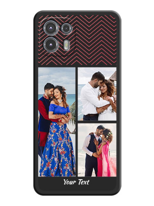 Custom Wave Pattern with 3 Image Holder on Space Black Custom Soft Matte Back Cover - Moto Edge 20 Fusion 5G