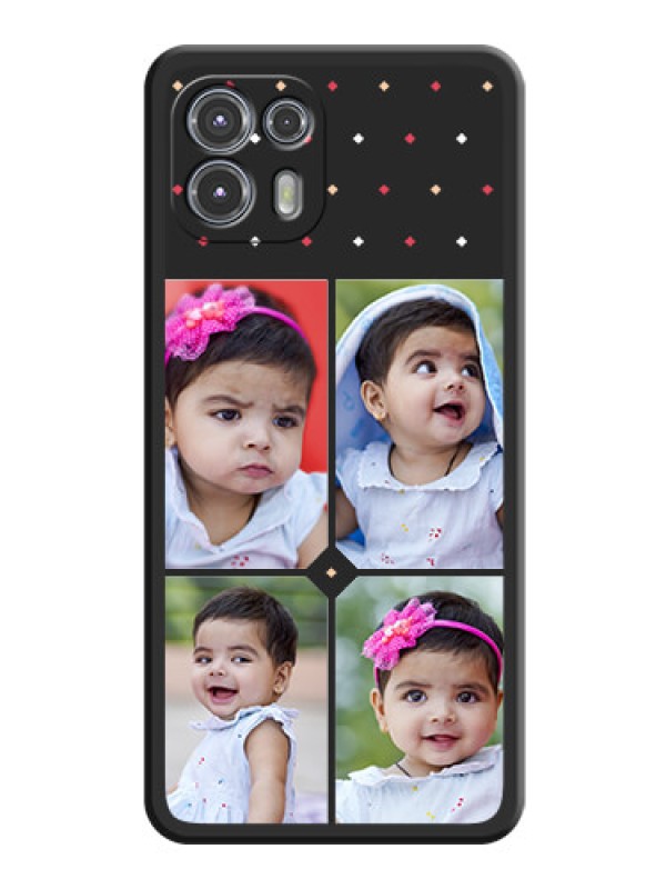 Custom Multicolor Dotted Pattern with 4 Image Holder on Space Black Custom Soft Matte Phone Cases - Moto Edge 20 Fusion 5G