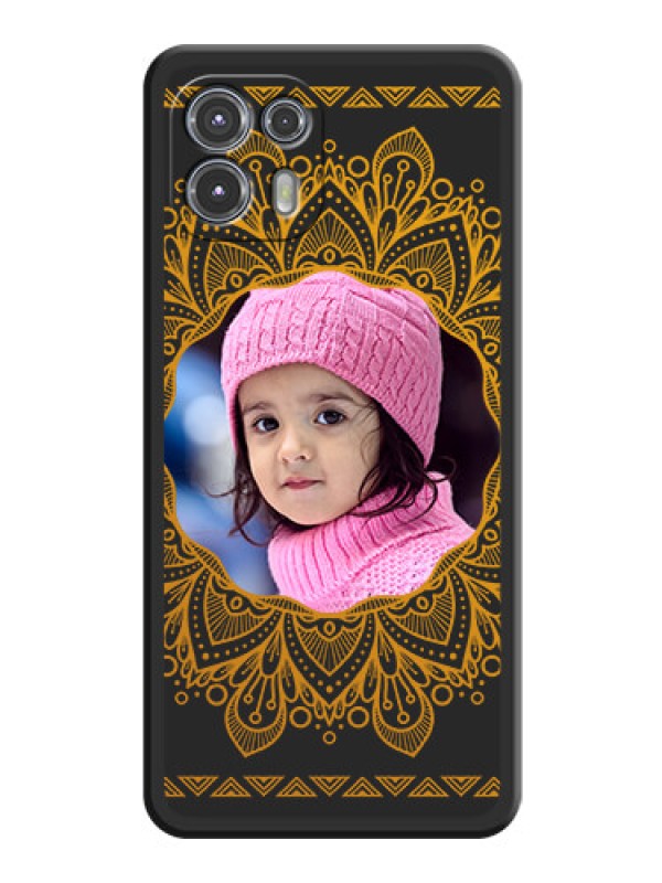 Custom Round Image with Floral Design on Photo on Space Black Soft Matte Mobile Cover - Moto Edge 20 Fusion 5G