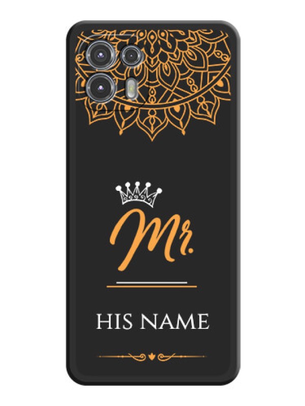 Custom Mr Name with Floral Design  on Personalised Space Black Soft Matte Cases - Moto Edge 20 Fusion 5G
