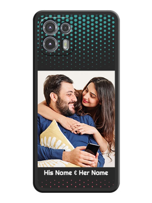 Custom Faded Dots with Grunge Photo Frame and Text on Space Black Custom Soft Matte Phone Cases - Moto Edge 20 Fusion 5G