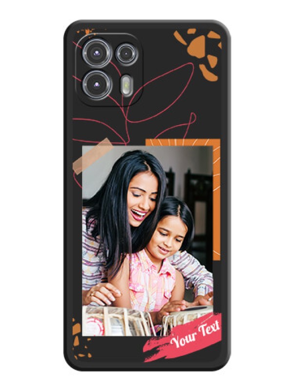 Custom Orange Photo Frame on Space Black Custom Soft Matte Phone Back Cover - Moto Edge 20 Fusion 5G
