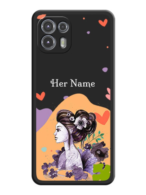 Custom Namecase For Her With Fancy Lady Image On Space Black Personalized Soft Matte Phone Covers -Motorola Moto Edge 20 Fusion 5G