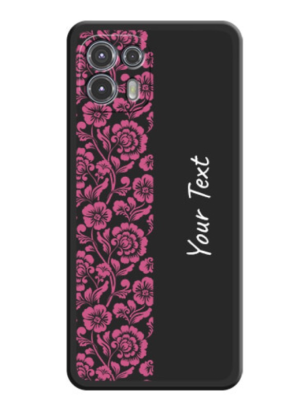 Custom Pink Floral Pattern Design With Custom Text On Space Black Personalized Soft Matte Phone Covers -Motorola Moto Edge 20 Fusion 5G