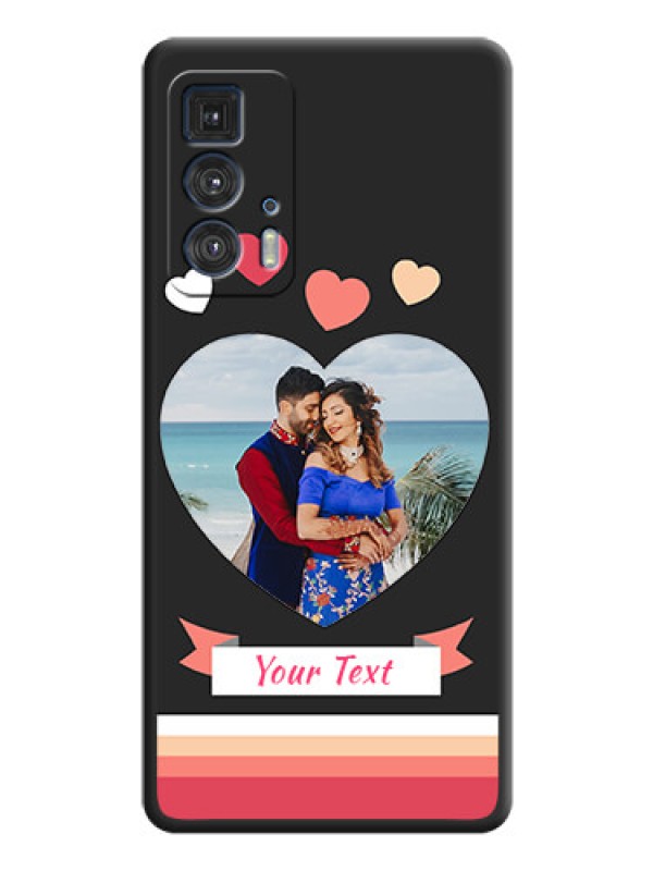 Custom Love Shaped Photo with Colorful Stripes on Personalised Space Black Soft Matte Cases - Moto Edge 20 Pro