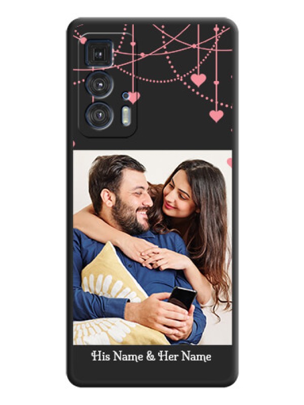 Custom Pink Love Hangings with Text on Space Black Custom Soft Matte Back Cover - Moto Edge 20 Pro
