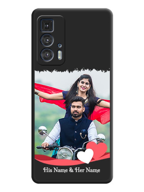 Custom Pin Color Love Shaped Ribbon Design with Text on Space Black Custom Soft Matte Phone Back Cover - Moto Edge 20 Pro