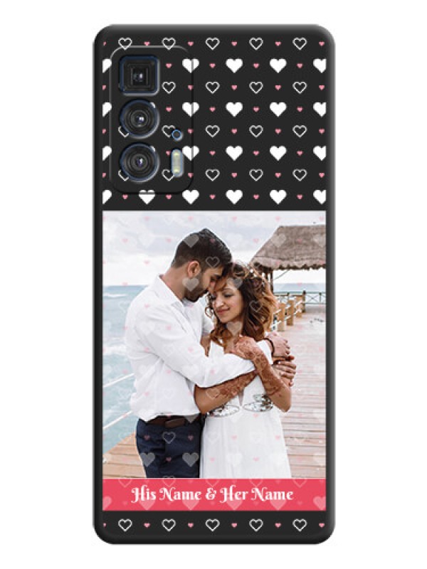 Custom White Color Love Symbols with Text Design on Photo on Space Black Soft Matte Phone Cover - Moto Edge 20 Pro