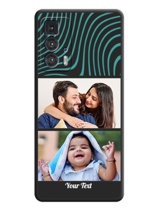 Custom Wave Pattern with 2 Image Holder on Space Black Personalized Soft Matte Phone Covers - Moto Edge 20 Pro