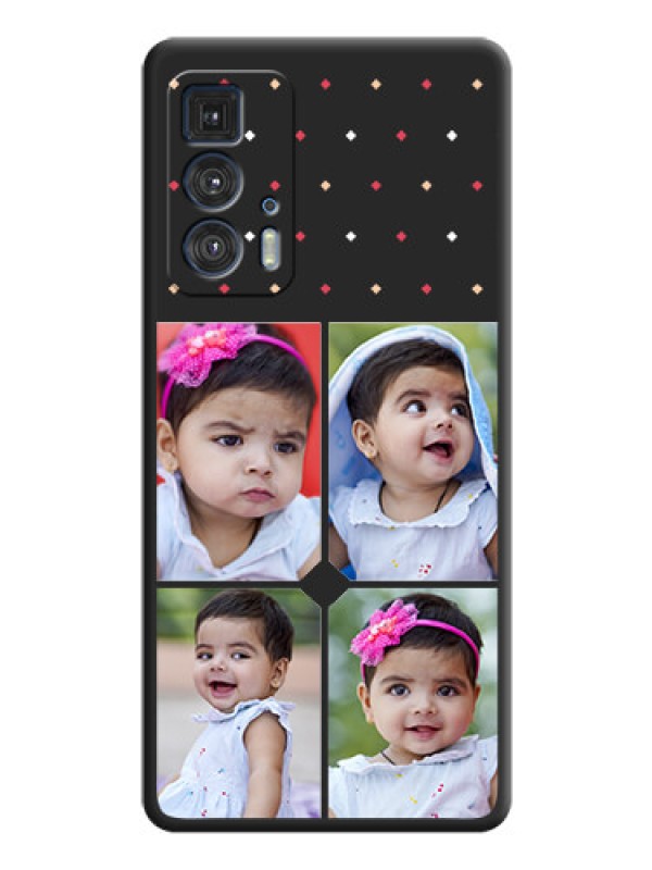Custom Multicolor Dotted Pattern with 4 Image Holder on Space Black Custom Soft Matte Phone Cases - Moto Edge 20 Pro