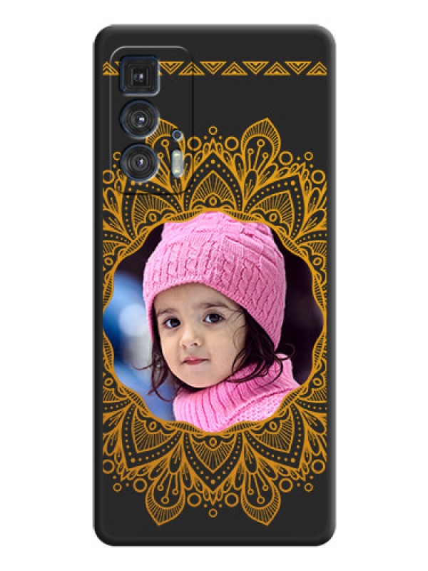 Custom Round Image with Floral Design on Photo on Space Black Soft Matte Mobile Cover - Moto Edge 20 Pro
