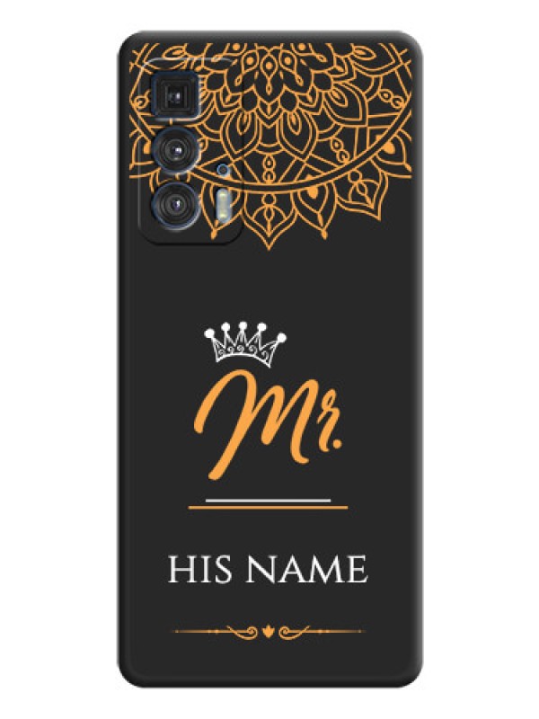 Custom Mr Name with Floral Design  on Personalised Space Black Soft Matte Cases - Moto Edge 20 Pro