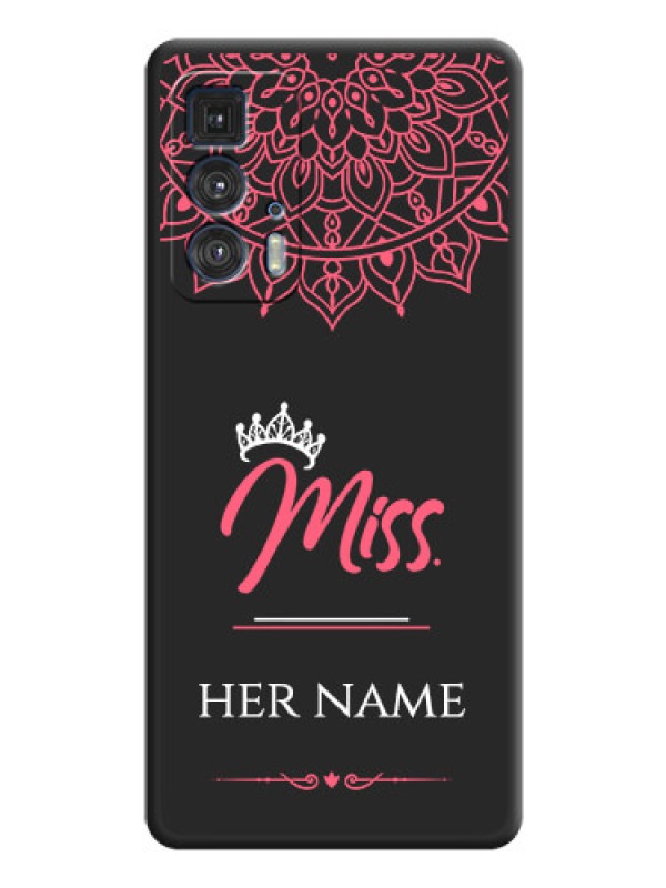 Custom Mrs Name with Floral Design on Space Black Personalized Soft Matte Phone Covers - Moto Edge 20 Pro