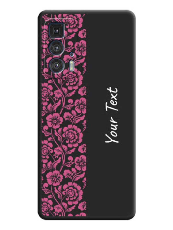 Custom Pink Floral Pattern Design With Custom Text On Space Black Personalized Soft Matte Phone Covers -Motorola Moto Edge 20 Pro