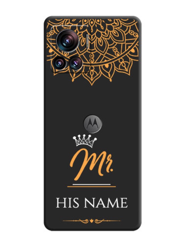 Custom Mr Name with Floral Design  on Personalised Space Black Soft Matte Cases - Motorola Moto Edge 30 Ultra