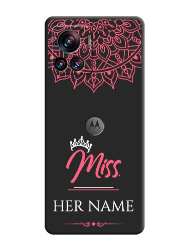 Custom Mrs Name with Floral Design on Space Black Personalized Soft Matte Phone Covers - Motorola Moto Edge 30 Ultra