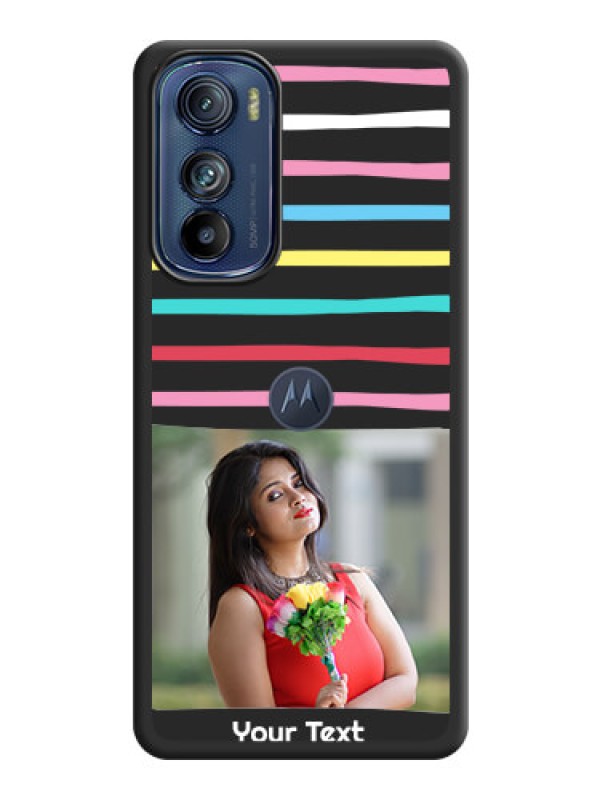 Custom Multicolor Lines with Image on Space Black Personalized Soft Matte Phone Covers - Motorola Moto Edge 30