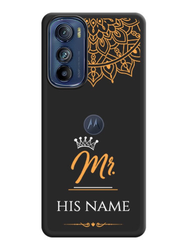 Custom Mr Name with Floral Design  on Personalised Space Black Soft Matte Cases - Motorola Moto Edge 30