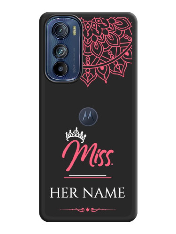 Custom Mrs Name with Floral Design on Space Black Personalized Soft Matte Phone Covers - Motorola Moto Edge 30