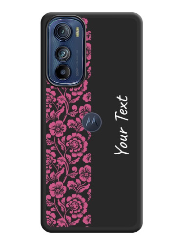 Custom Pink Floral Pattern Design With Custom Text On Space Black Personalized Soft Matte Phone Covers -Motorola Moto Edge 30