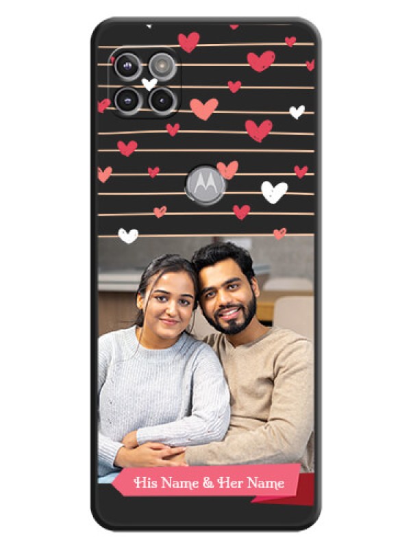 Custom Love Pattern with Name on Pink Ribbon  on Photo on Space Black Soft Matte Back Cover - Motorola Moto G 5G