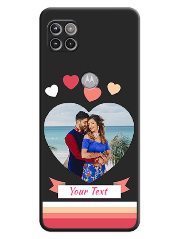 Custom Love Shaped Photo with Colorful Stripes on Personalised Space Black Soft Matte Cases - Motorola Moto G 5G
