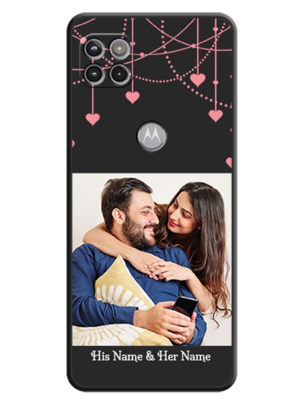 Custom Pink Love Hangings with Text on Space Black Custom Soft Matte Back Cover - Motorola Moto G 5G
