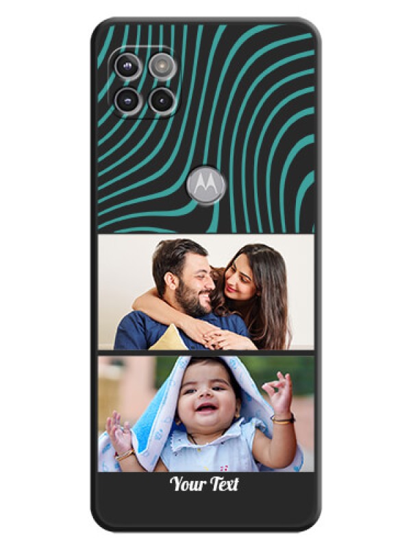 Custom Wave Pattern with 2 Image Holder on Space Black Personalized Soft Matte Phone Covers - Motorola Moto G 5G