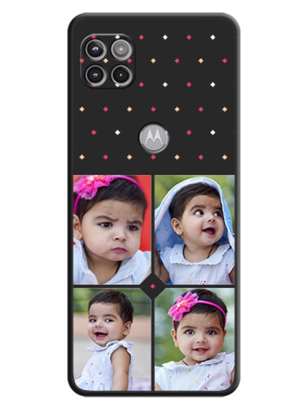 Custom Multicolor Dotted Pattern with 4 Image Holder on Space Black Custom Soft Matte Phone Cases - Motorola Moto G 5G