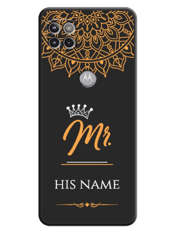 Custom Mr Name with Floral Design  on Personalised Space Black Soft Matte Cases - Motorola Moto G 5G