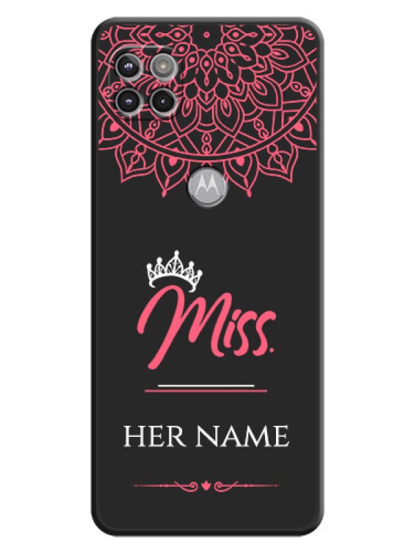 Custom Mrs Name with Floral Design on Space Black Personalized Soft Matte Phone Covers - Motorola Moto G 5G