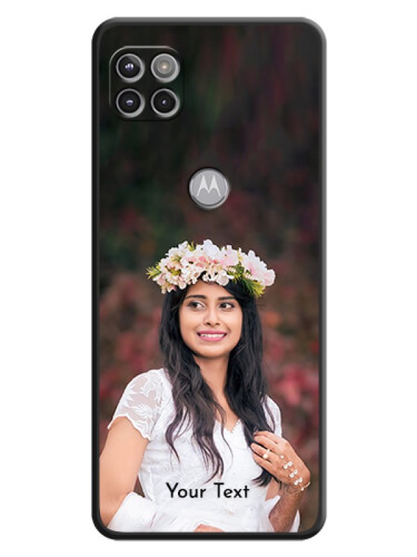 Custom Full Single Pic Upload With Text On Space Black Personalized Soft Matte Phone Covers -Motorola Moto G 5G