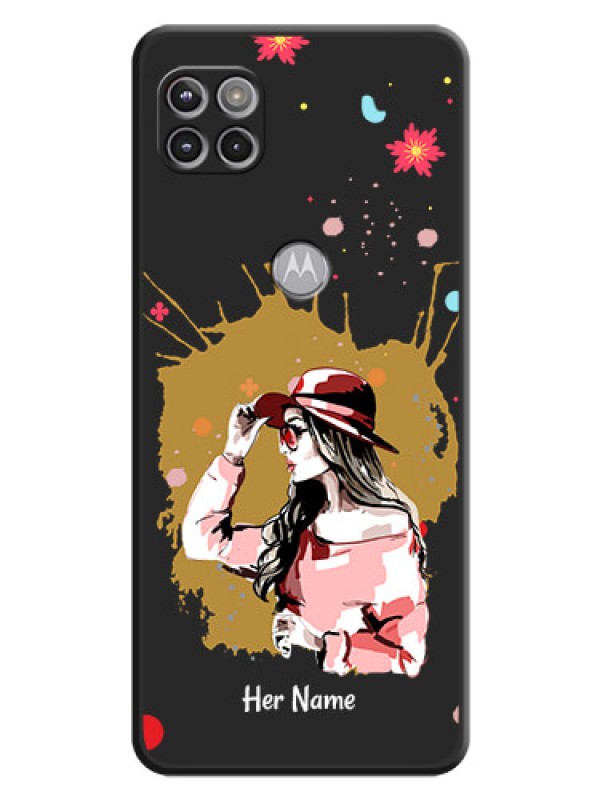 Custom Mordern Lady With Color Splash Background With Custom Text On Space Black Personalized Soft Matte Phone Covers -Motorola Moto G 5G