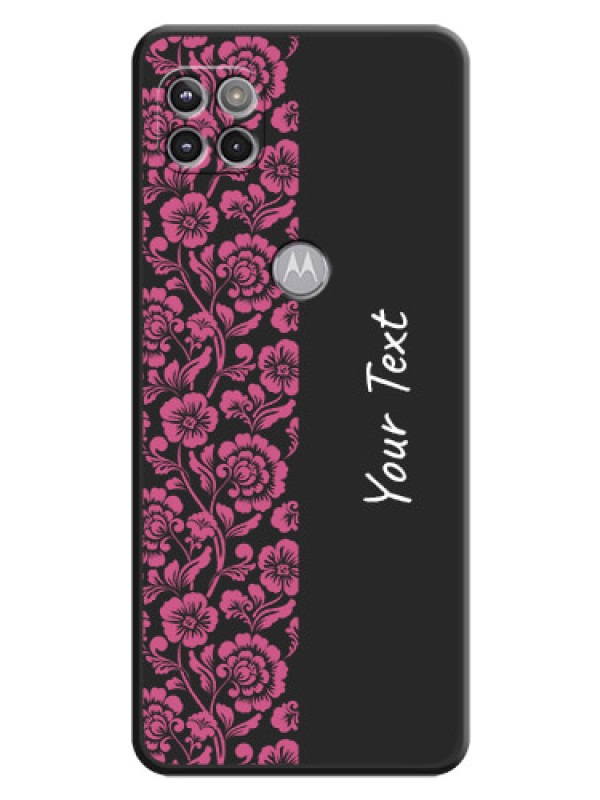Custom Pink Floral Pattern Design With Custom Text On Space Black Personalized Soft Matte Phone Covers -Motorola Moto G 5G